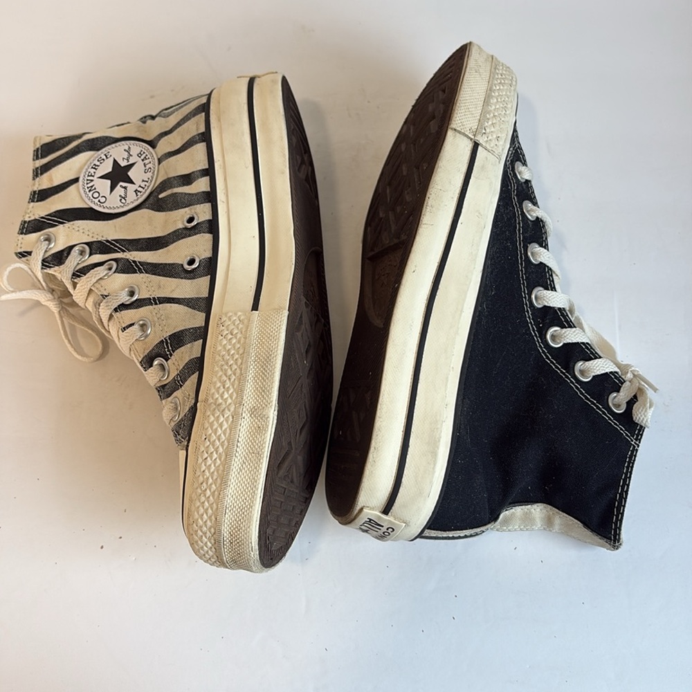 Converse Twisted Black and Zebra Print Plaform Hightops - Picture 11 of 16